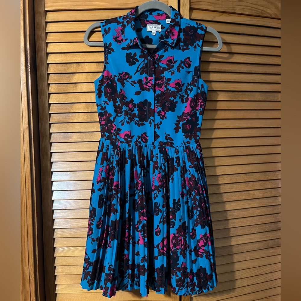 🔥 Jack Wills Blue and Pink Floral Midi Dress
